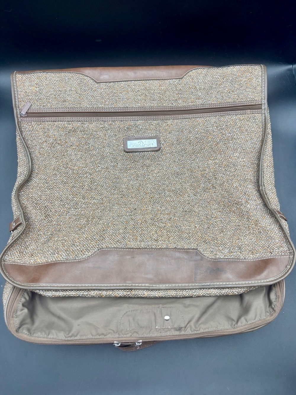 Vintage Jordache Tweed Garment Bag Travel Suit Carrier Large 20" x 22" GUC